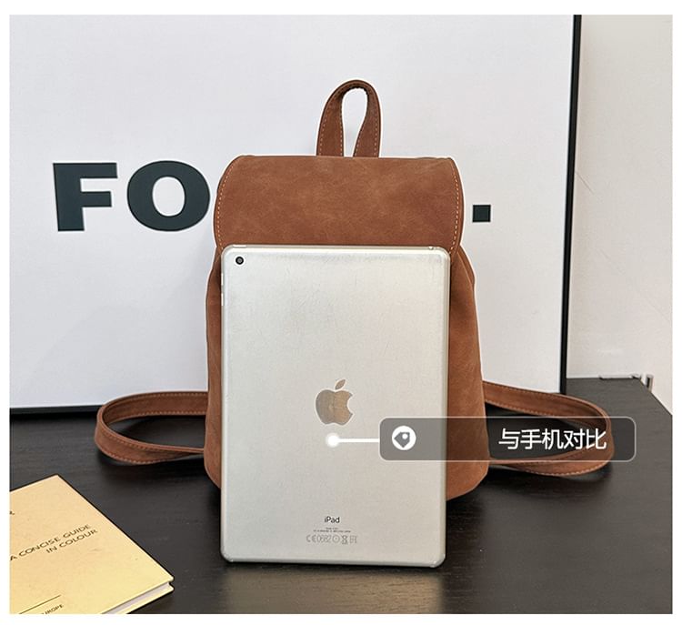 Backpack Faux Suede Flap