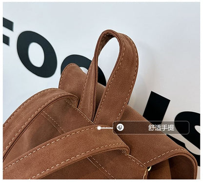 Backpack Faux Suede Flap