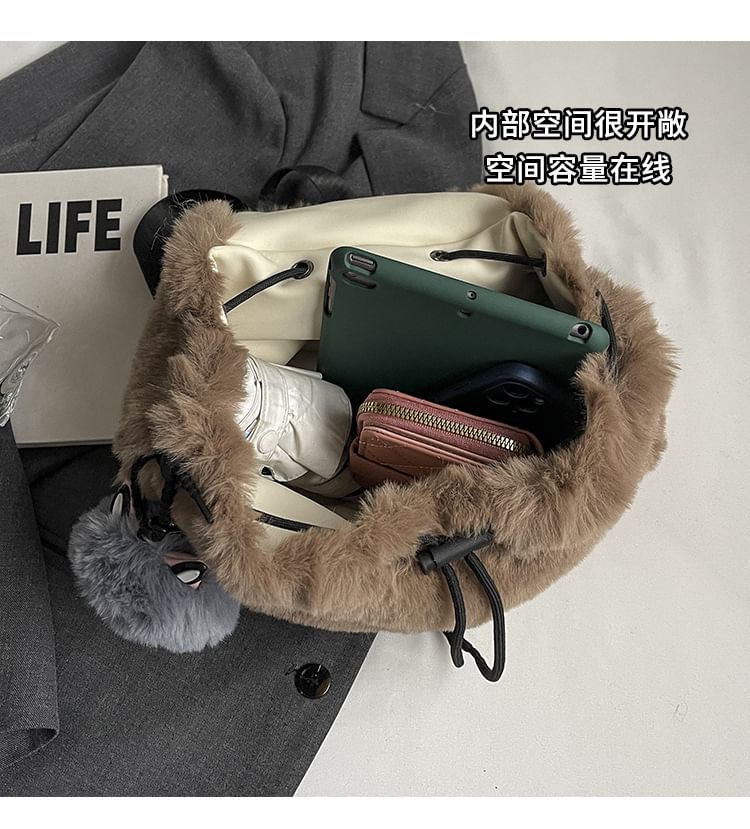 Flap Bag / Set Charm Fluffy Backpack