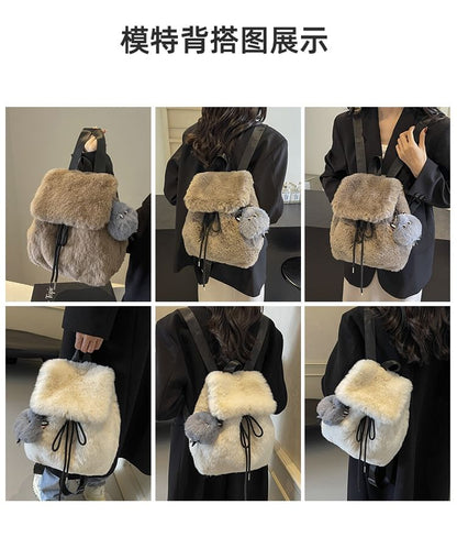 Flap Bag / Set Charm Fluffy Backpack