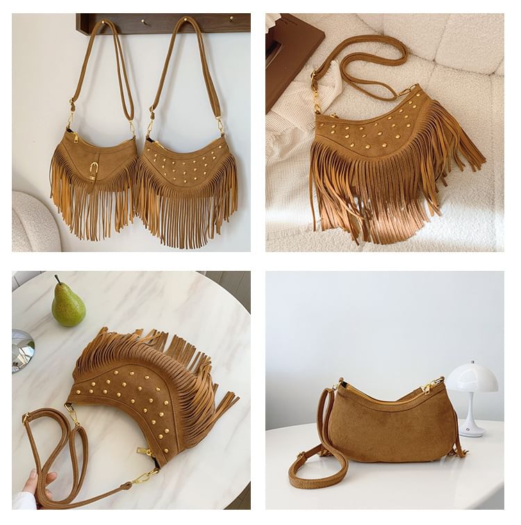 Crossbody Bag Studded Tassel