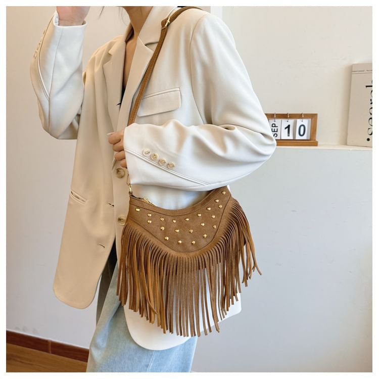 Crossbody Bag Studded Tassel
