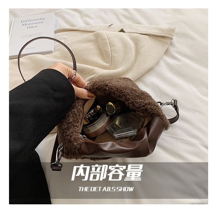 Bag Applique Faux Crossbody Shearling