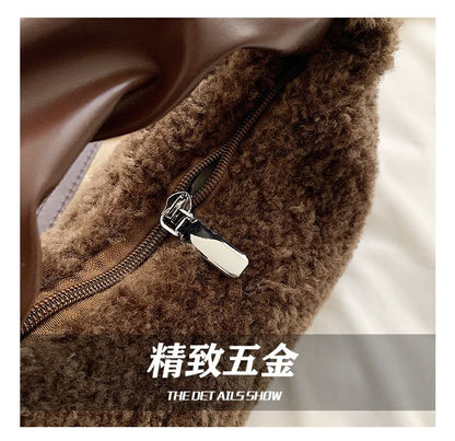 Bag Applique Faux Crossbody Shearling