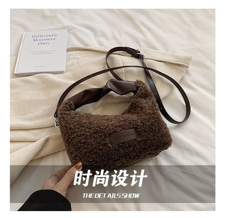 Bag Applique Faux Crossbody Shearling
