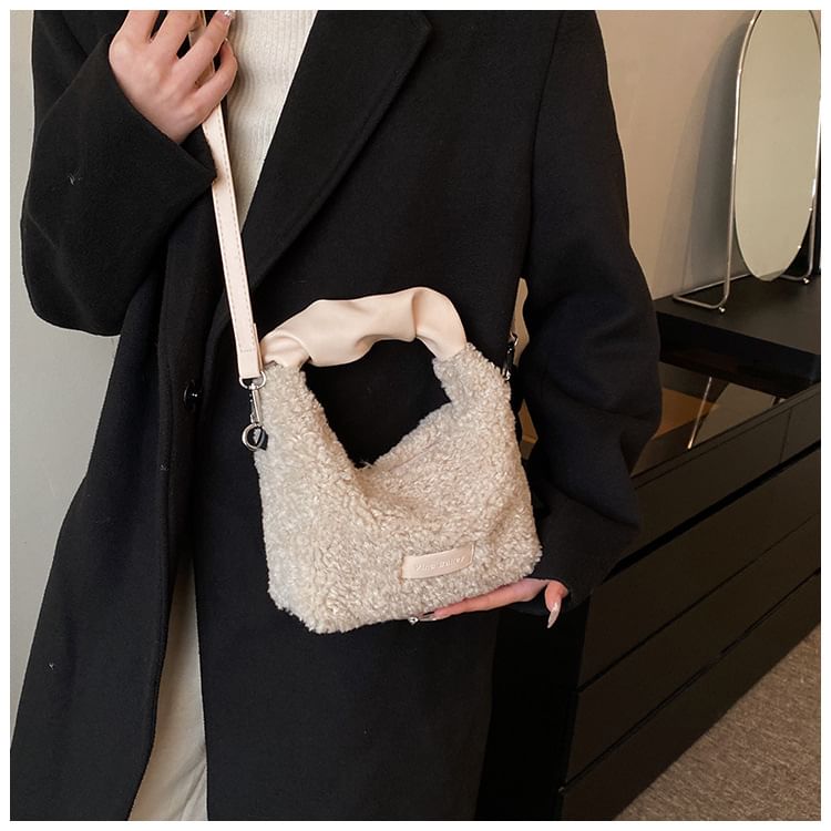 Bag Applique Faux Crossbody Shearling