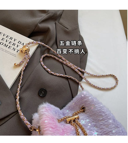 Print Bucket Chain Strap Star Bag Gradient