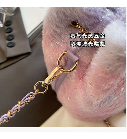 Print Bucket Chain Strap Star Bag Gradient