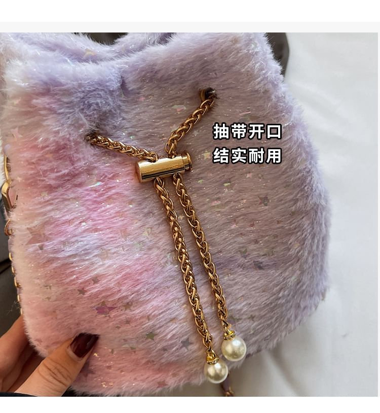 Print Bucket Chain Strap Star Bag Gradient