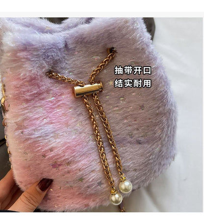 Print Bucket Chain Strap Star Bag Gradient