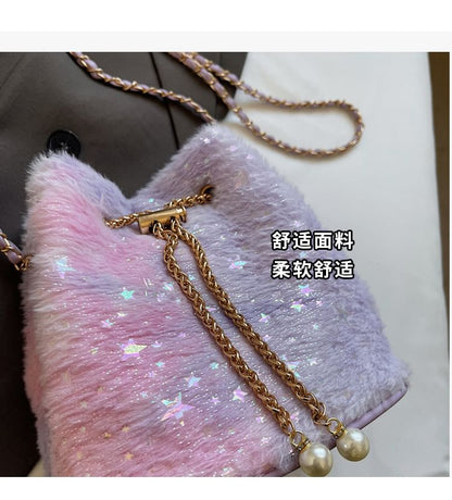 Print Bucket Chain Strap Star Bag Gradient