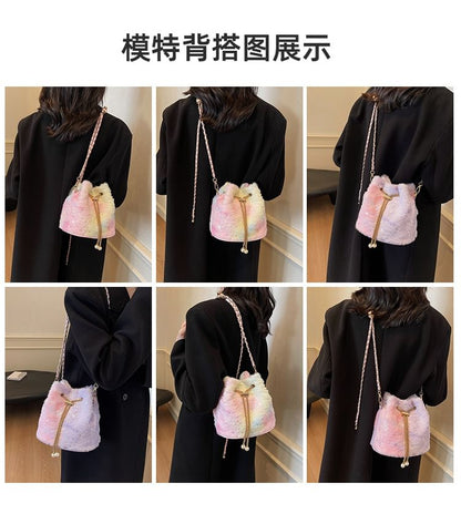 Print Bucket Chain Strap Star Bag Gradient