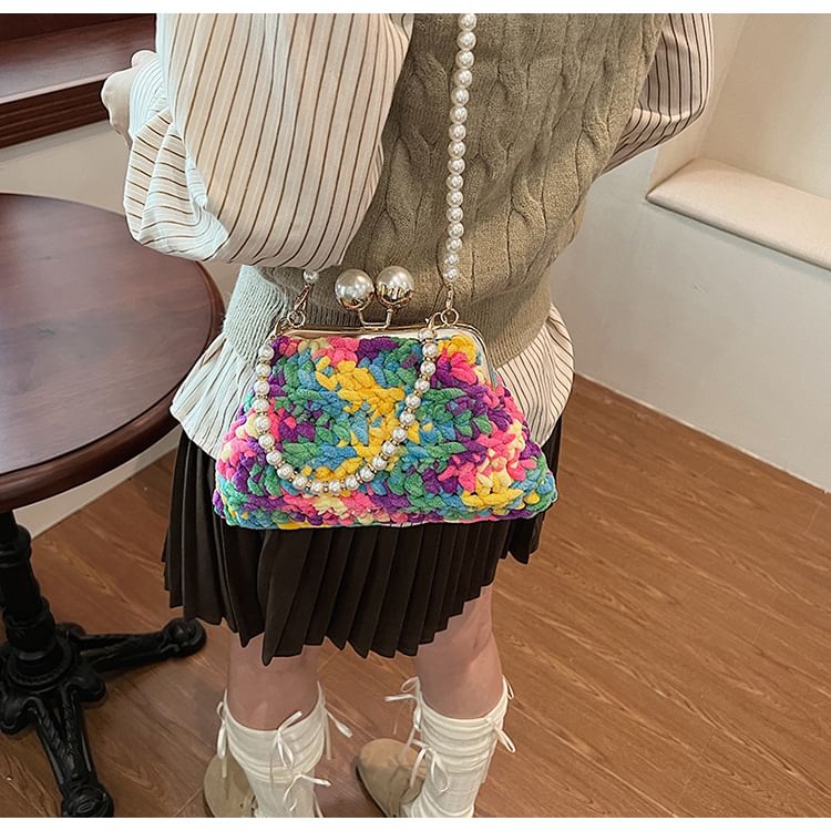 Faux Bag Pearl Crossbody Patterned