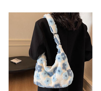 Floral Bag Shearling Faux Tote