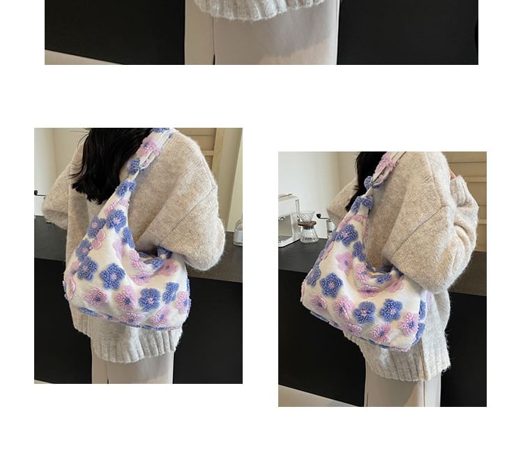 Floral Bag Shearling Faux Tote