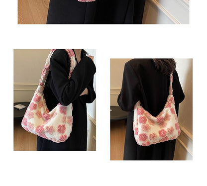 Floral Bag Shearling Faux Tote
