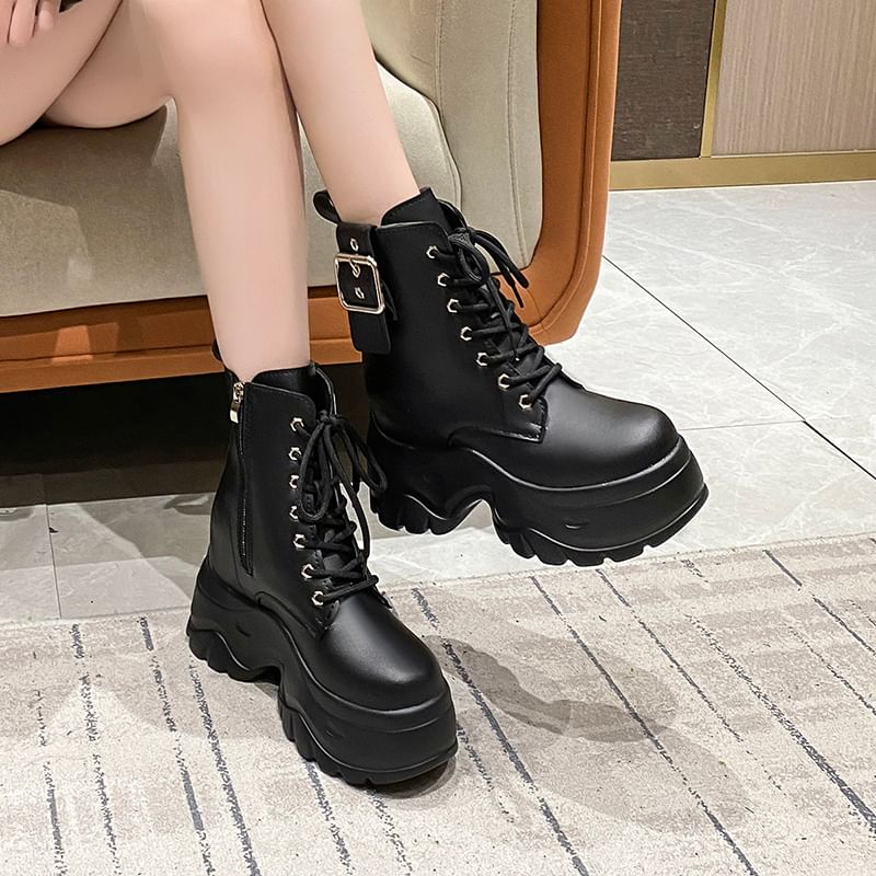 Lace-Up Boots Short Platform
