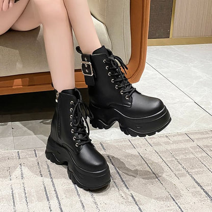 Lace-Up Boots Short Platform