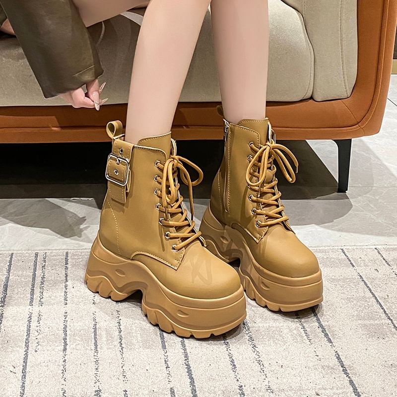 Lace-Up Boots Short Platform