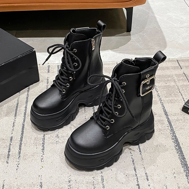 Lace-Up Boots Short Platform