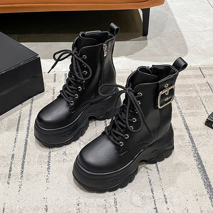 Lace-Up Boots Short Platform
