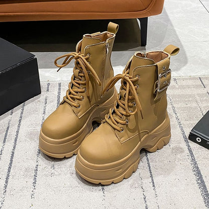 Lace-Up Boots Short Platform