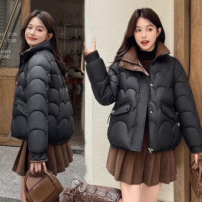 Mock Neck Zip-Up Puffer Jacket