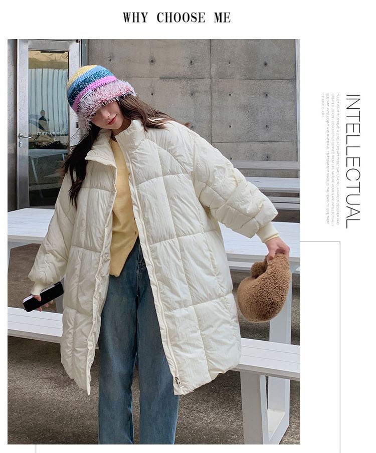 Plain Zip-Up Puffer Coat