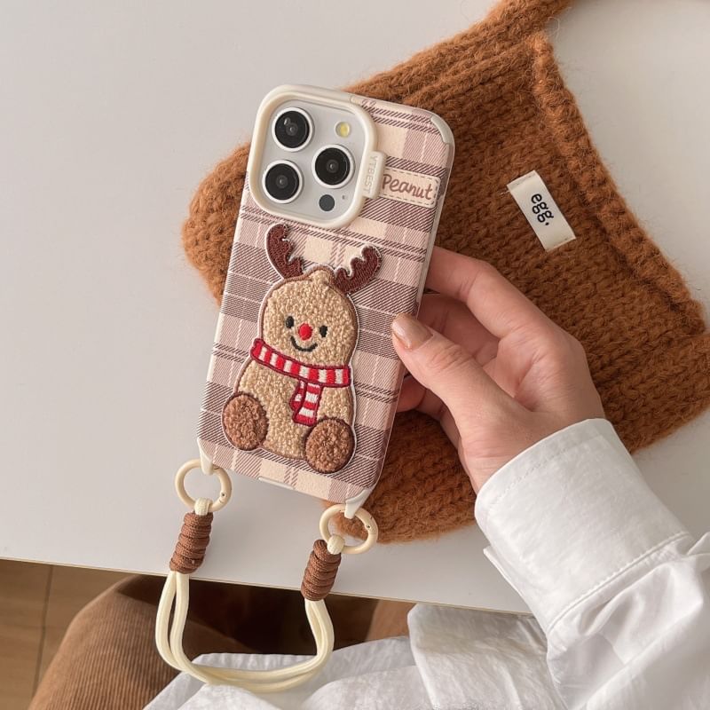Phone Christmas Strap Case Embroidered