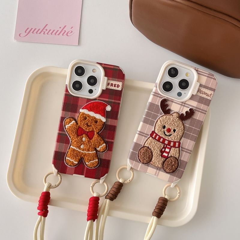 Phone Christmas Strap Case Embroidered