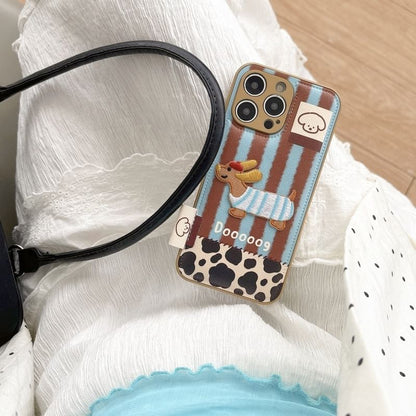Leather Faux Applique Phone Dog Case