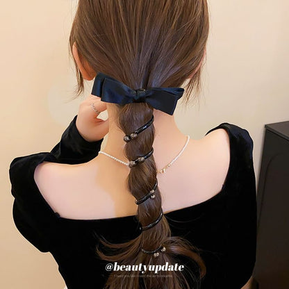 Faux Hair Tie Bow Pearl