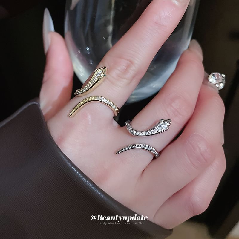 Snake Ring Rhinestone Open