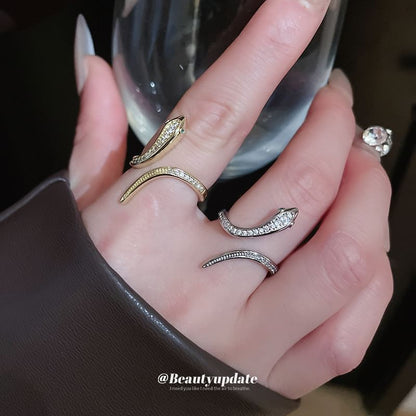 Snake Ring Rhinestone Open
