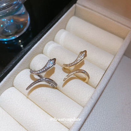 Snake Ring Rhinestone Open