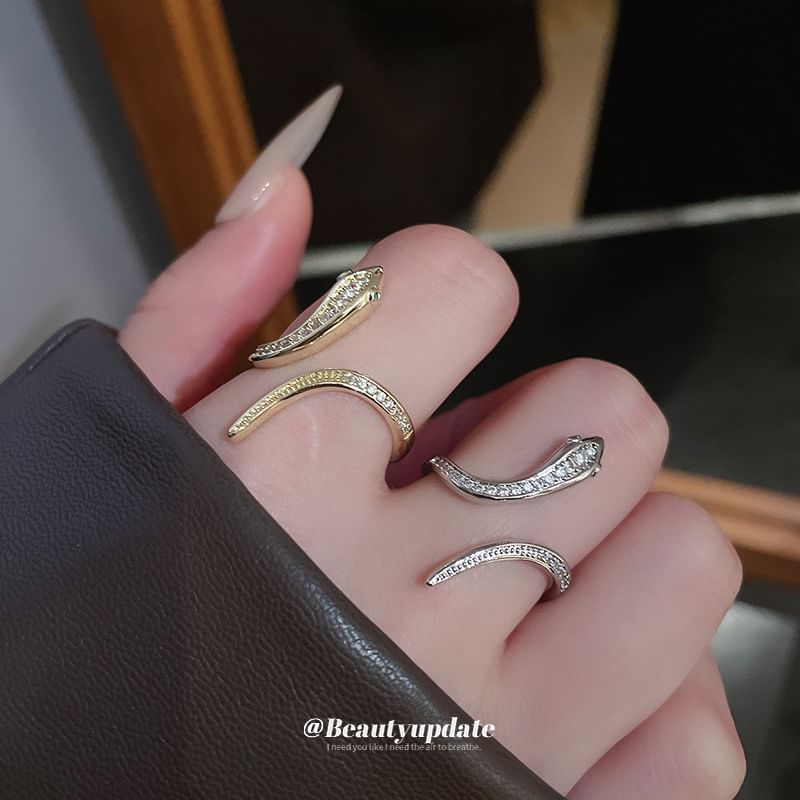 Snake Ring Rhinestone Open