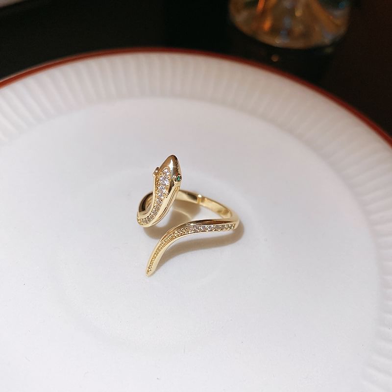 Snake Ring Rhinestone Open
