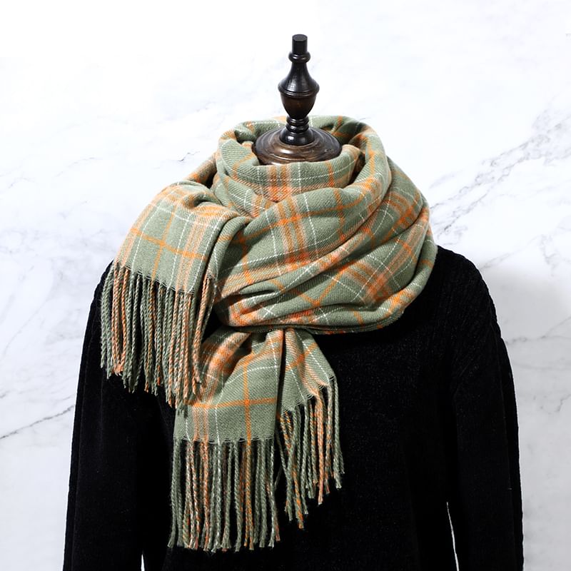 Plaid Scarf Fringe