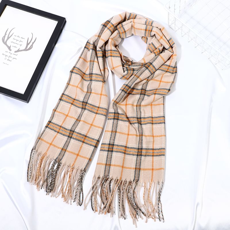 Plaid Scarf Fringe