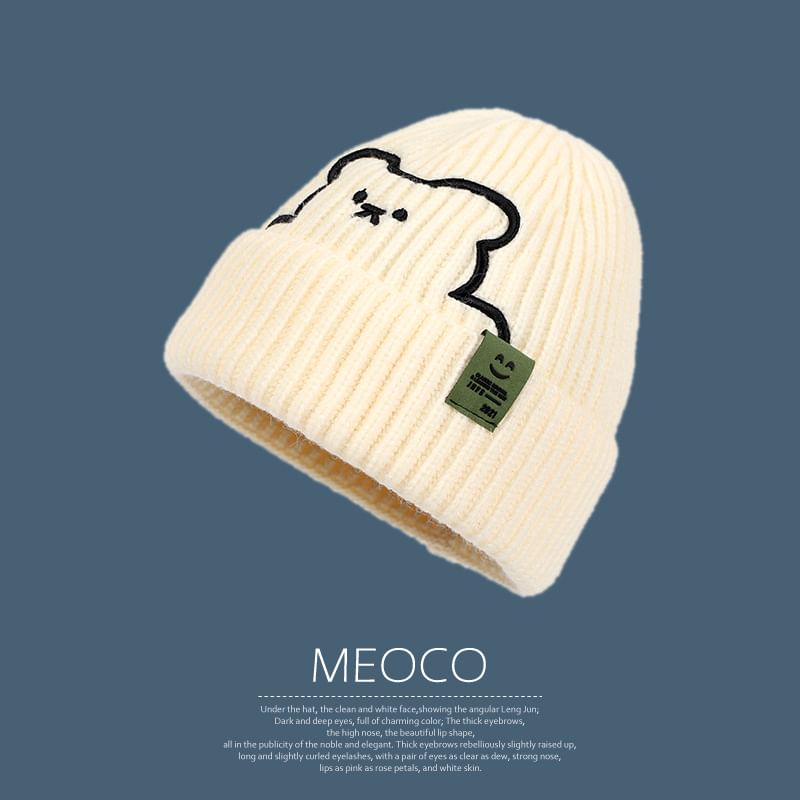 Embroidered Beanie Plain Bear /
