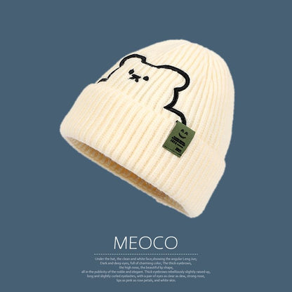 Embroidered Beanie Plain Bear /