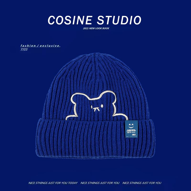 Embroidered Beanie Plain Bear /