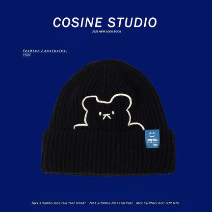 Embroidered Beanie Plain Bear /
