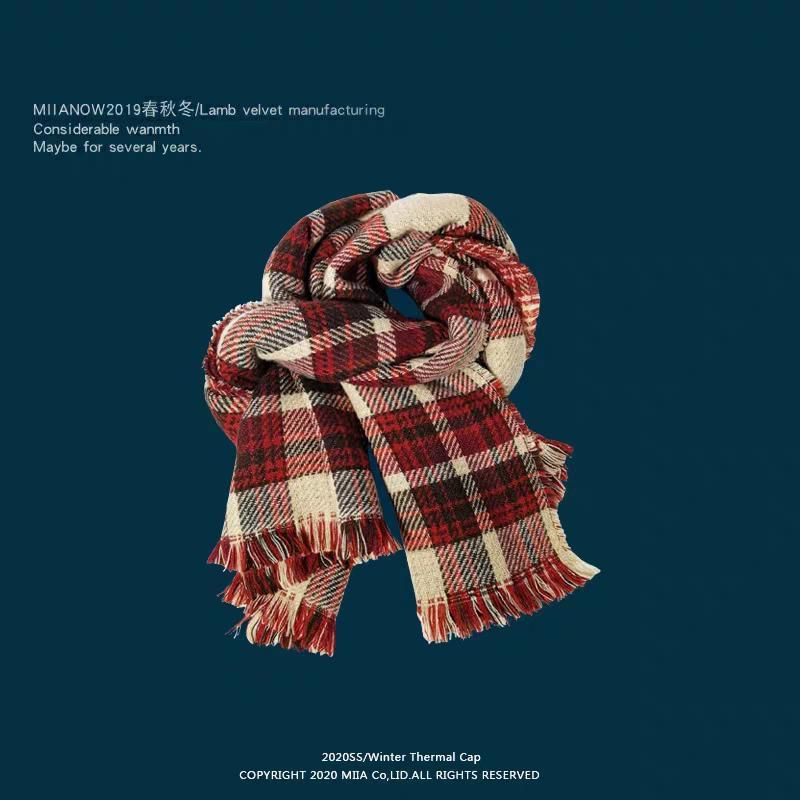 Plain Embroidered Lettering Scarf / Plaid