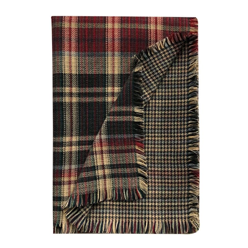 Plain Embroidered Lettering Scarf / Plaid
