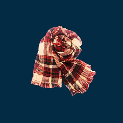 Plain Embroidered Lettering Scarf / Plaid