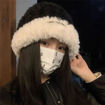 Beanie Cable Plain Fluffy / Knit