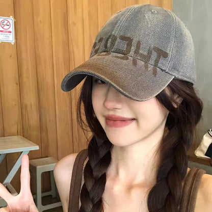 Print / Lettering Plain Baseball Washed Cap