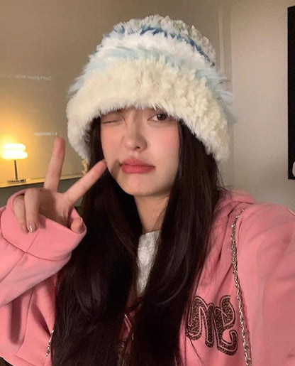 Hat Knit Fluffy