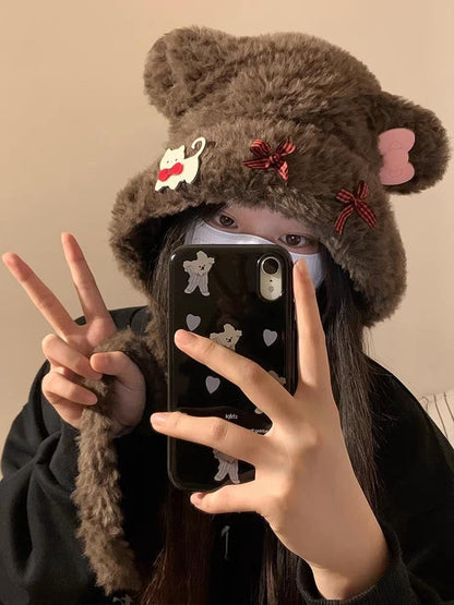 Fluffy Bear Hat Dog / Ear Bow